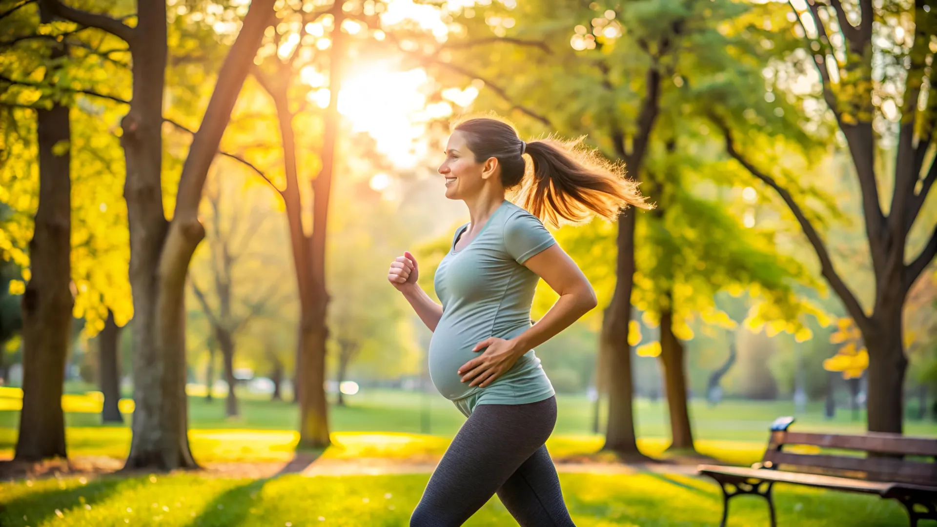 Pregnant woman jogging